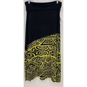 Hinano Women Maxi Long Plus Size XXL Black Tribal Skirt Hawaiian Aloha NWT New
